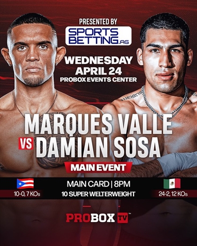 Boxing - Marques Valle vs. Damian Sosa