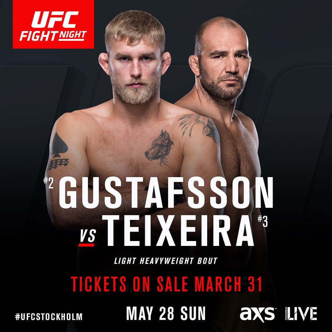 UFC Fight Night 109 - Gustafsson vs. Teixeira Poster March 18, 2017