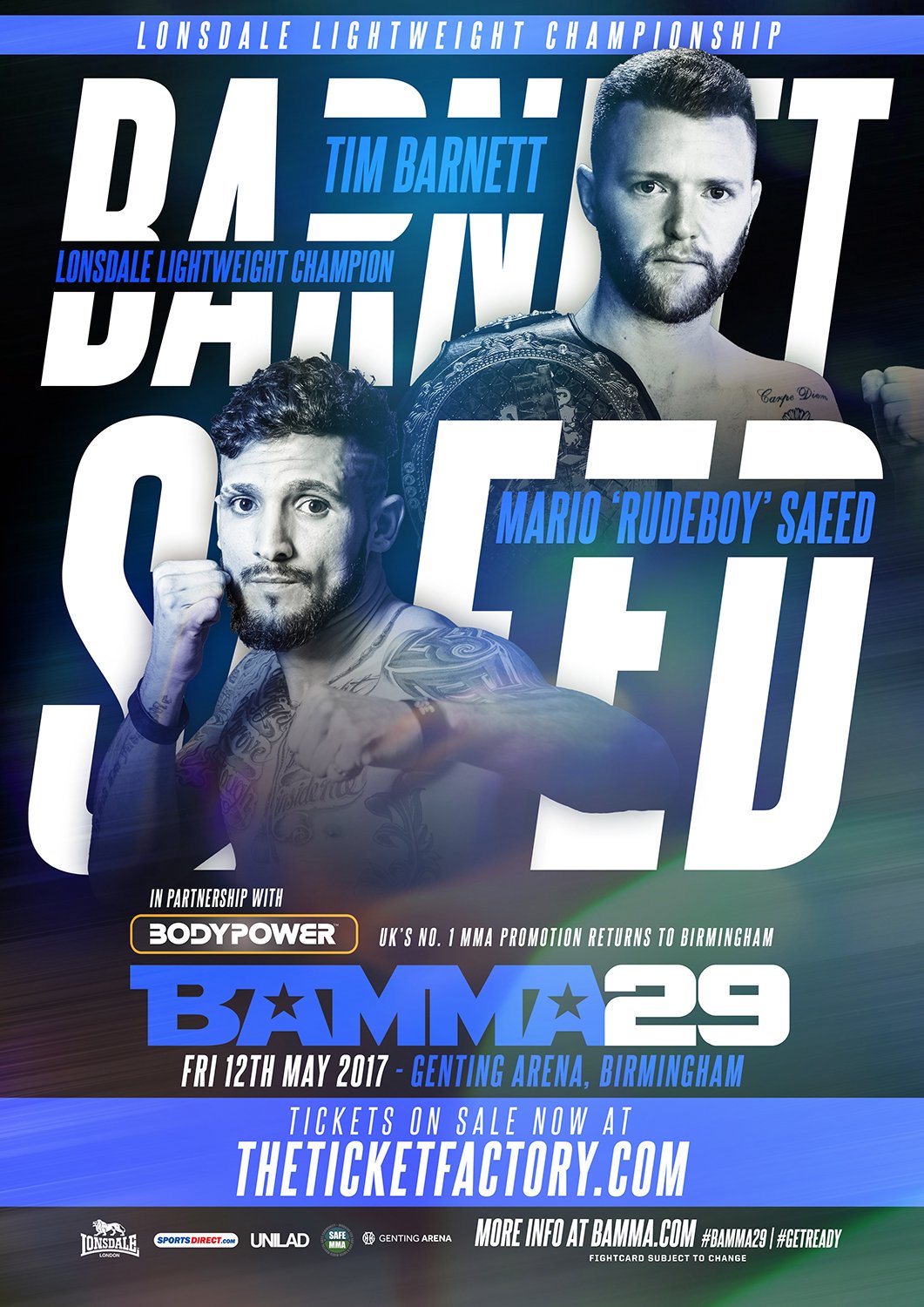 BAMMA 29 - McDermott vs. Wolf Poster April 23, 2017