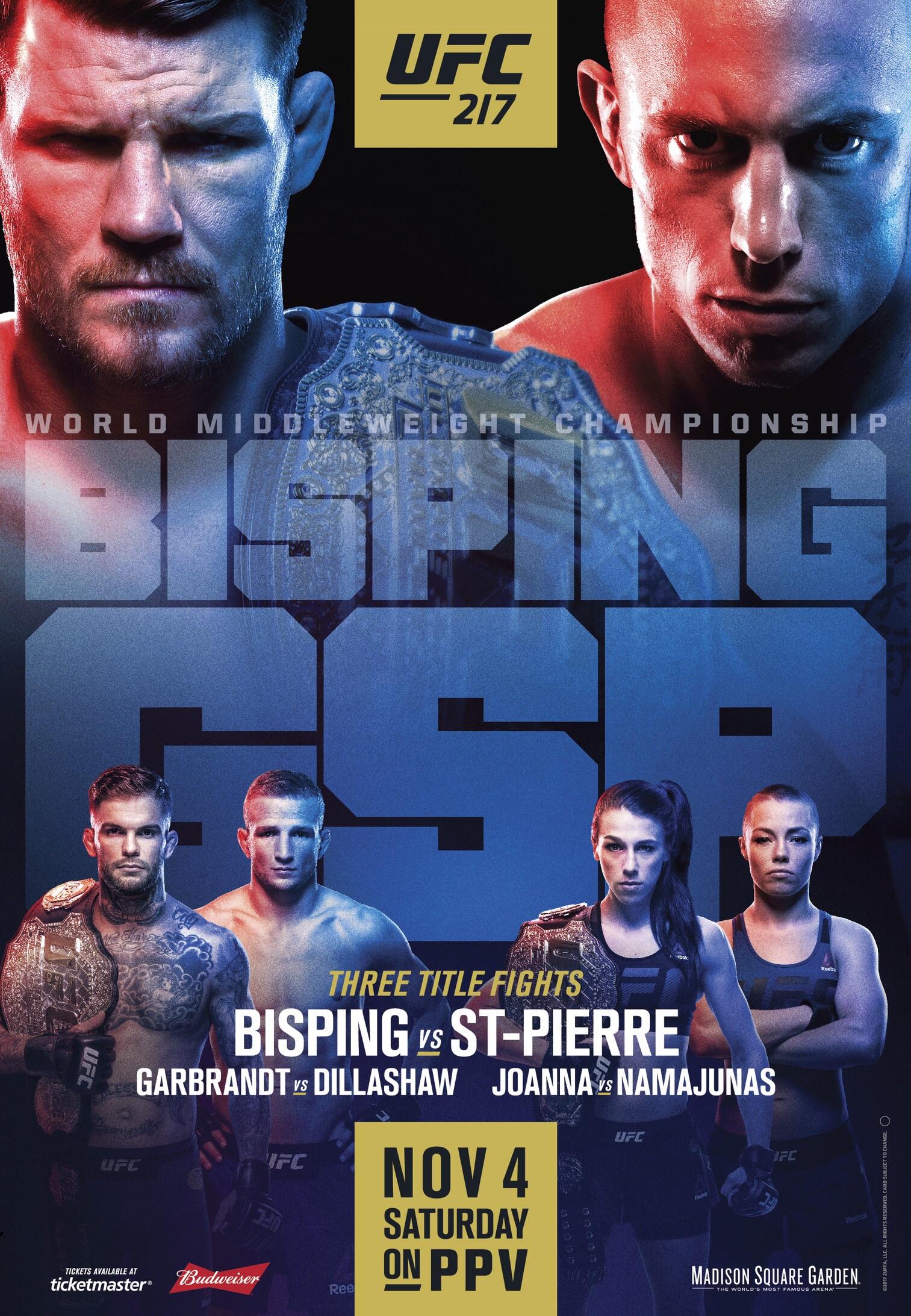 UFC 217 - Madison Square Garden Poster October 02, 2017