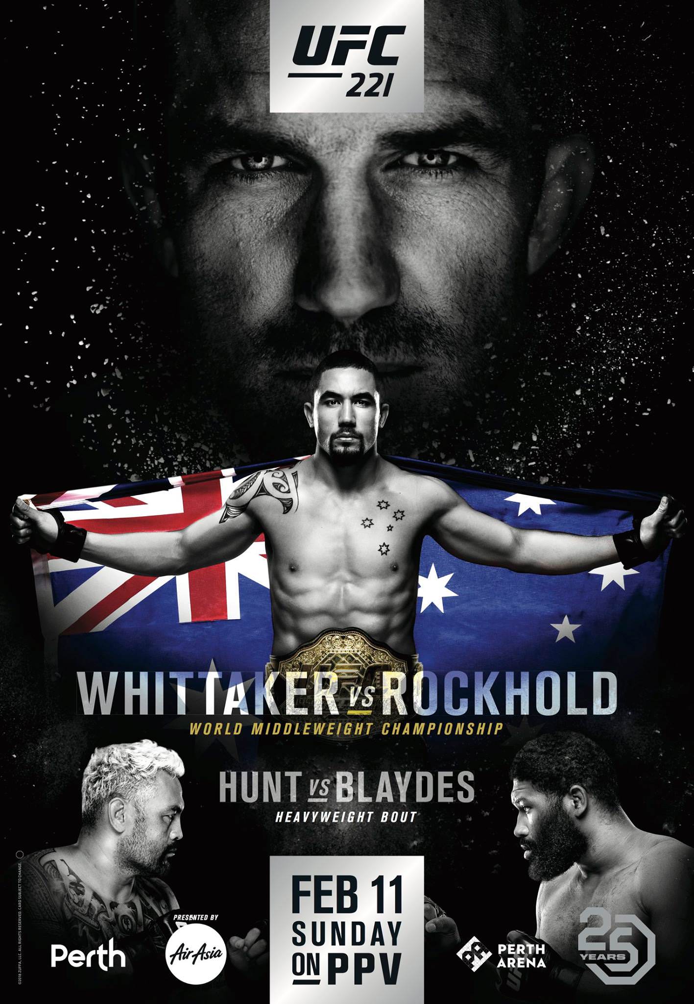 UFC 221 - Whittaker vs. Rockhold Poster January 11, 2018