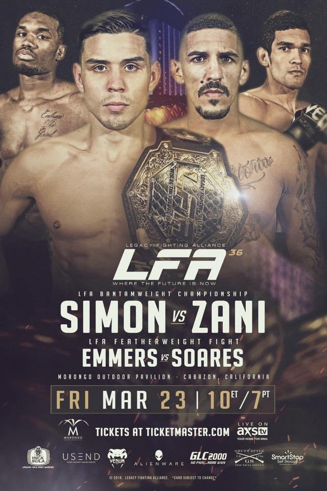 LFA 36 - Simon vs. Zani Poster February 26, 2018