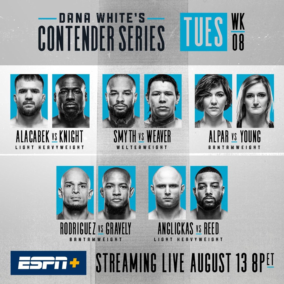 Dana White's Contender Series 2019 - Week 8 Poster August 14, 2019