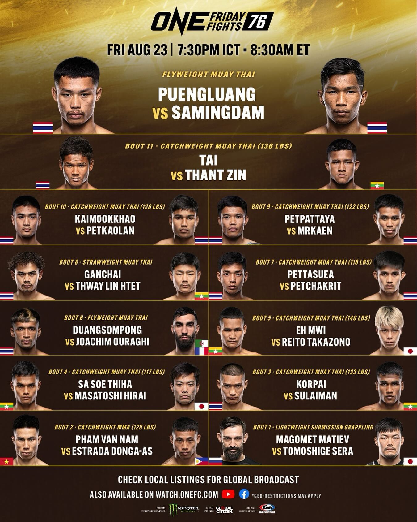 One Friday Fights 76 Poster August 23, 2024